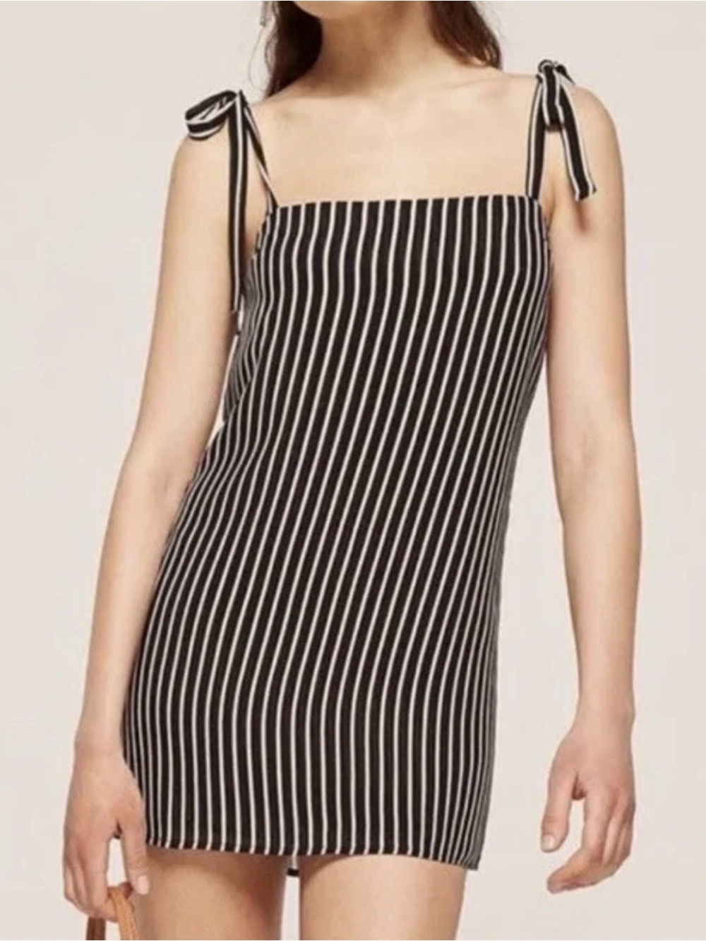 Reformation Mini Dress, Women’s Small Black and White Striped Tie-Shoulder Dress